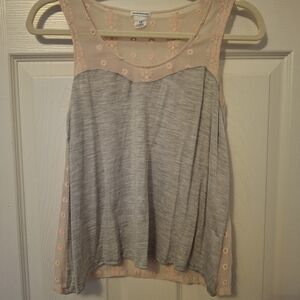 Club Monaco Gray and Pink Lace Tank Top